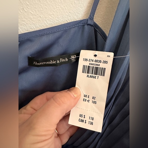 Abercrombie Giselle Pleated Mini Dress in Dusty Blue size XL Tall - Picture 5 of 7